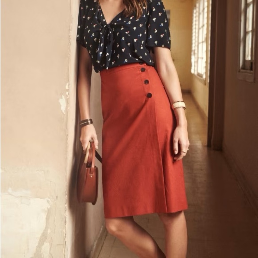 Sesame Wrap Skirt - Red orange - FR size 34